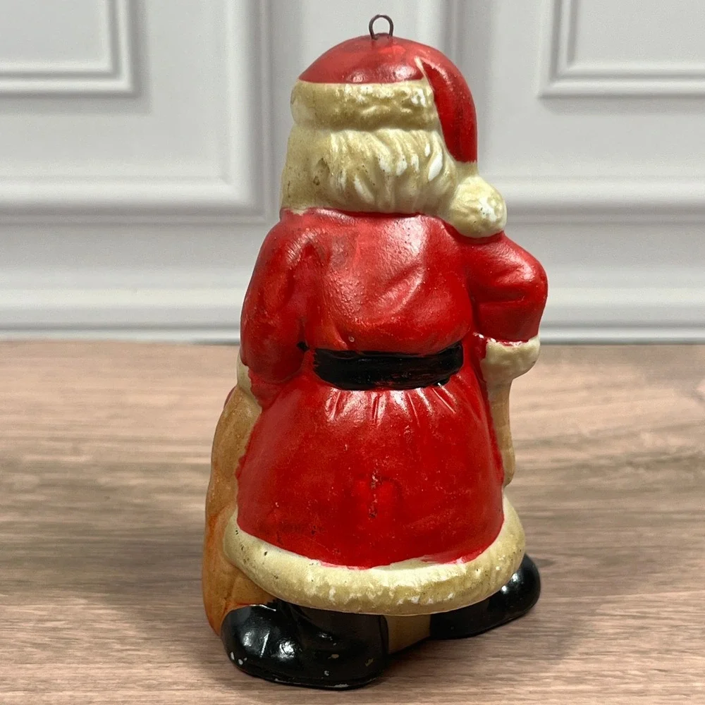 Vintage R.O.C Santa Claus Figurine Set 3 Ceramic Christmas Ornaments Taiwan